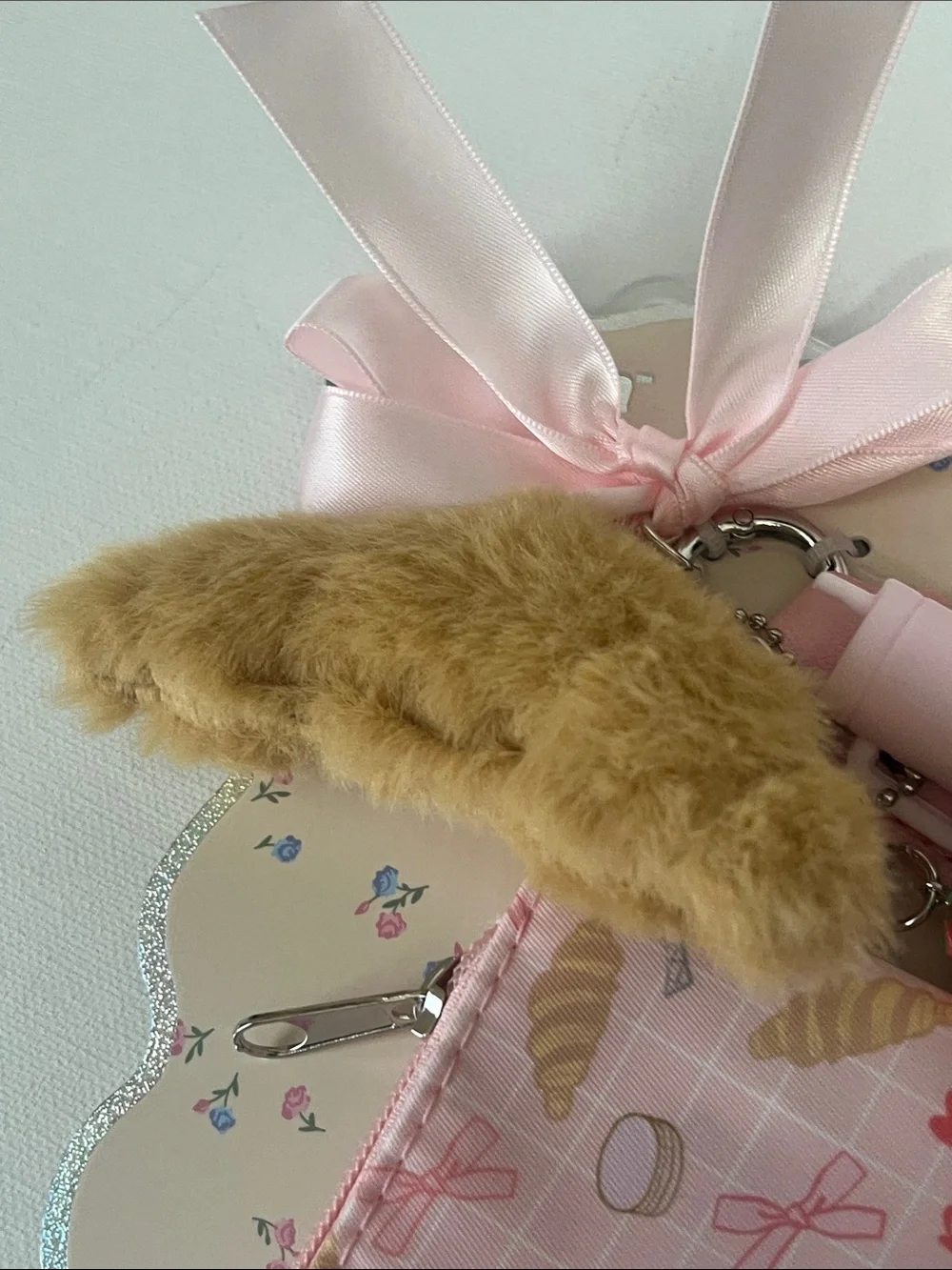 Dream Pink Coin Purse w Wrist Strap and Croissant, Strawberry, Tumbler Charms